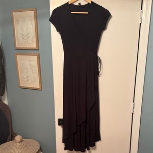 Forever 21 Black High-Low Wrap Midi Dress
